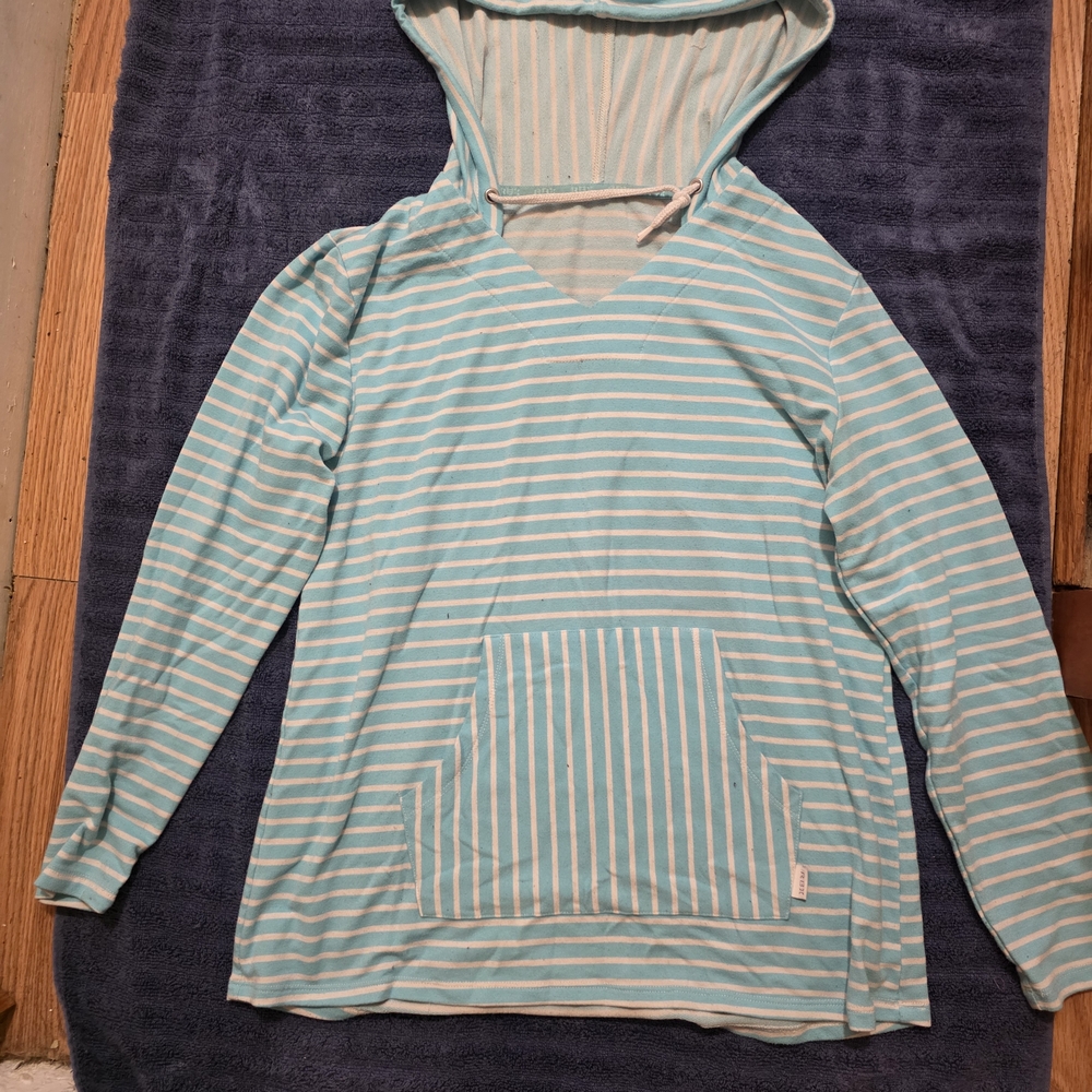 RBX Blue and White Striped Women's Hoodie Cardigan